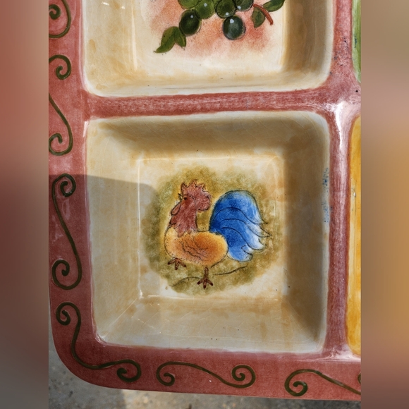 SANGO TUSCAN GARDENS 3076 4 PART RELISH DISH - Picture 2 of 7